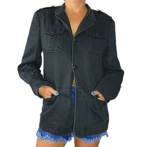 Kenneth Cole Reaction Button Up Cotton Jacket Size Large/44 Black